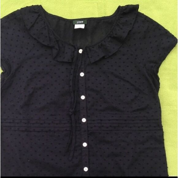 J CREW Swiss Dot Ruffle Cotton Shirt - Picture 5 of 14